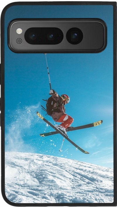 Coque Google Pixel Fold - Silicone rigide noir Winter 22 Ski Jump