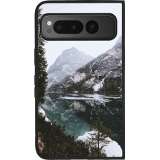 Coque Google Pixel Fold - Silicone rigide noir Winter 22 snowy mountain and lake