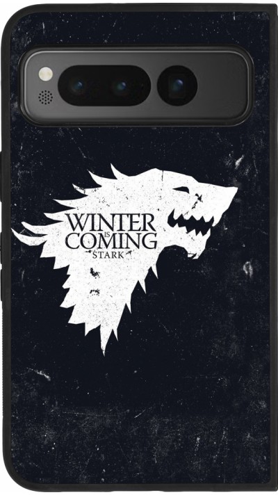 Coque Google Pixel Fold - Silicone rigide noir Winter is coming Stark