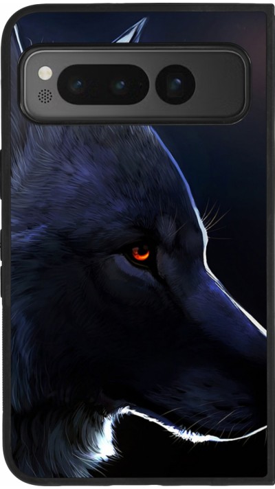 Coque Google Pixel Fold - Silicone rigide noir Wolf Shape