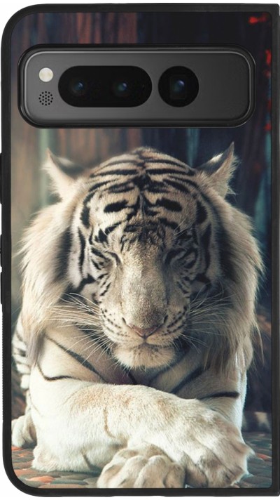 Coque Google Pixel Fold - Silicone rigide noir Zen Tiger