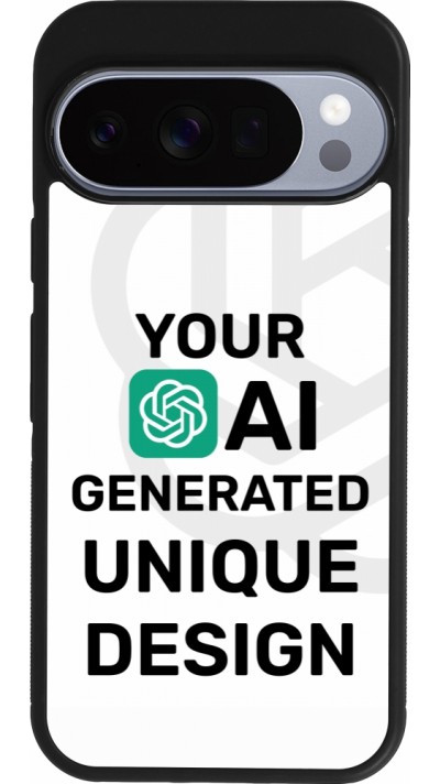 Coque Google Pixel 10 / Pixel 10 Pro - Silicone rigide noir Unique au monde générée par intelligence artificielle (AI) avec vos idées