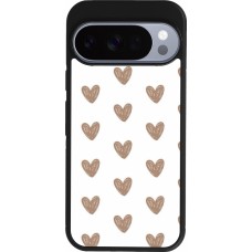 Coque Google Pixel 10 / Pixel 10 Pro - Silicone rigide noir Autumn 2024 brown hearts