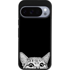 Coque Google Pixel 10 / Pixel 10 Pro - Silicone rigide noir Cat Looking Up Black