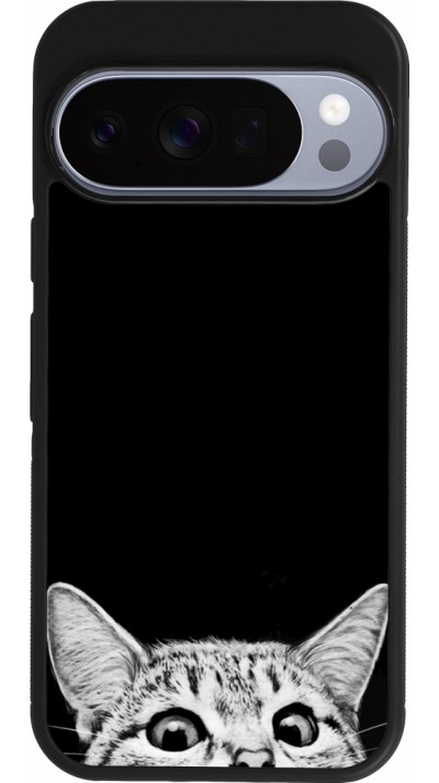 Coque Google Pixel 10 / Pixel 10 Pro - Silicone rigide noir Cat Looking Up Black