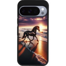 Google Pixel 10 / Pixel 10 Pro Case Hülle - Silikon schwarz Pferd majestätisch Strand