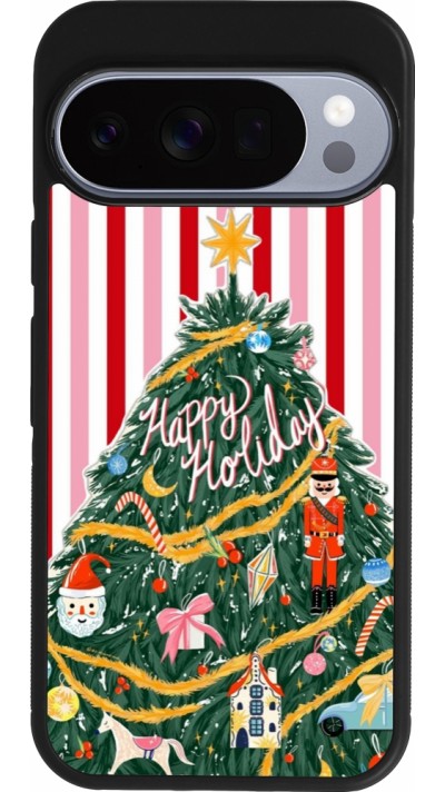 Coque Google Pixel 10 / Pixel 10 Pro - Silicone rigide noir Christmas 25 Happy Holiday