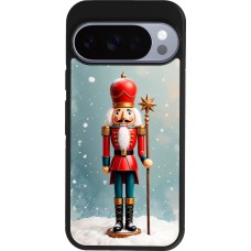 Coque Google Pixel 10 / Pixel 10 Pro - Silicone rigide noir Christmas 25 Nutcracker Snow