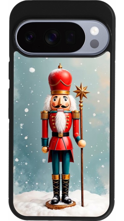 Coque Google Pixel 10 / Pixel 10 Pro - Silicone rigide noir Christmas 25 Nutcracker Snow