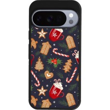 Google Pixel 10 / Pixel 10 Pro Case Hülle - Silikon schwarz Christmas 25 Pattern Gingerbread House
