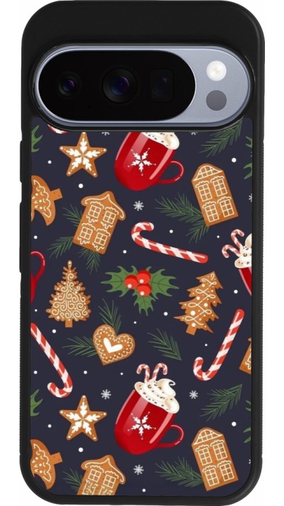 Coque Google Pixel 10 / Pixel 10 Pro - Silicone rigide noir Christmas 25 Pattern Gingerbread House