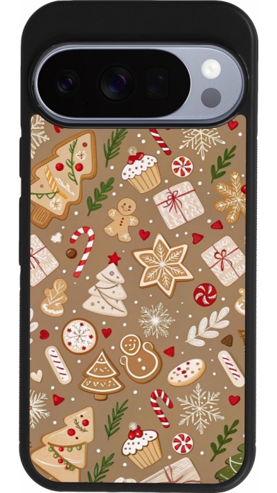 Coque Google Pixel 10 / Pixel 10 Pro - Silicone rigide noir Christmas 25 Pattern Ginger Cookie