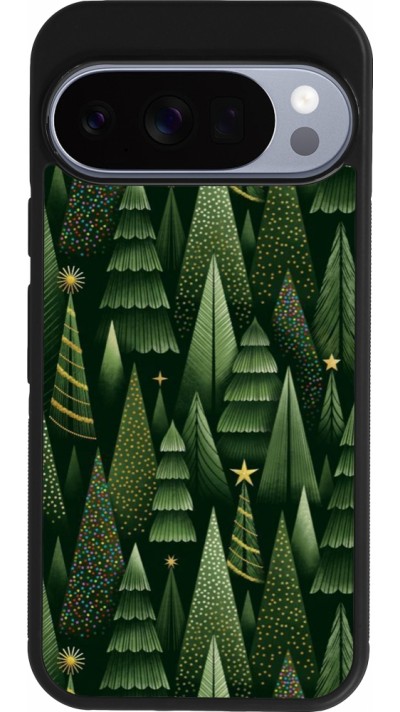 Coque Google Pixel 10 / Pixel 10 Pro - Silicone rigide noir Christmas 25 Pattern Xmas Tree