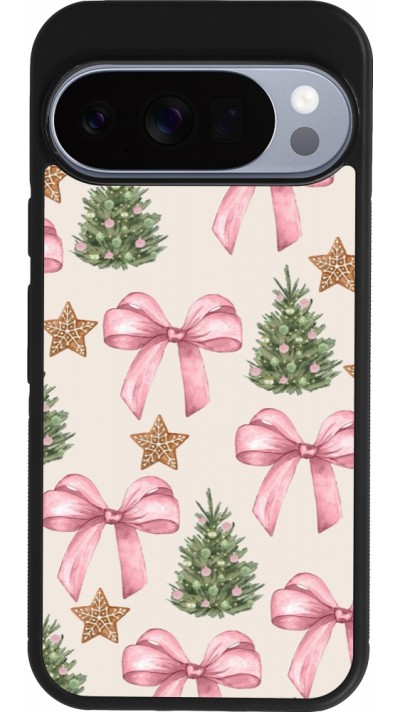 Coque Google Pixel 10 / Pixel 10 Pro - Silicone rigide noir Christmas 25 Vintage Ribbons