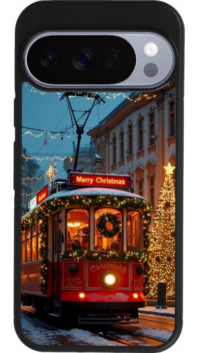Coque Google Pixel 10 / Pixel 10 Pro - Silicone rigide noir Christmas 25 Xmas Train