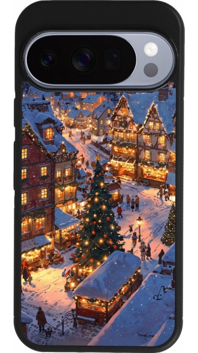 Coque Google Pixel 10 / Pixel 10 Pro - Silicone rigide noir Christmas 25 Xmas Village