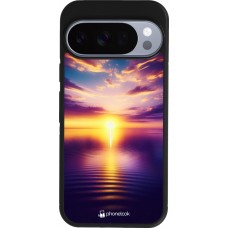 Google Pixel 10 / Pixel 10 Pro Case Hülle - Silikon schwarz Sonnenuntergang gelb violett