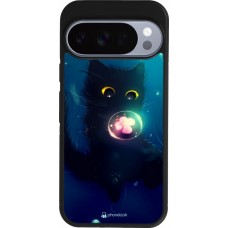 Coque Google Pixel 10 / Pixel 10 Pro - Silicone rigide noir Cute Cat Bubble