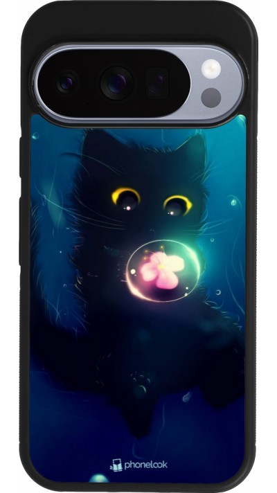 Coque Google Pixel 10 / Pixel 10 Pro - Silicone rigide noir Cute Cat Bubble