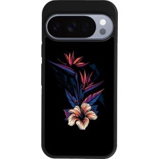 Coque Google Pixel 10 / Pixel 10 Pro - Silicone rigide noir Dark Flowers