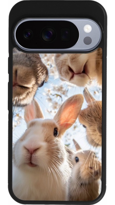 Google Pixel 10 / Pixel 10 Pro Case Hülle - Silikon schwarz Easter 2026 Rabbits
