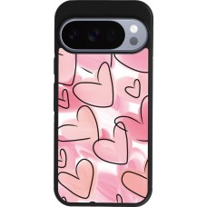 Coque Google Pixel 10 / Pixel 10 Pro - Silicone rigide noir Easter 2023 pink hearts