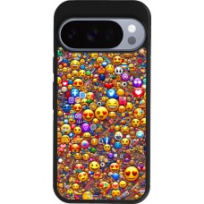 Google Pixel 10 / Pixel 10 Pro Case Hülle - Silikon schwarz Emoji gemischt