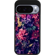Coque Google Pixel 10 / Pixel 10 Pro - Silicone rigide noir Flowers Dark
