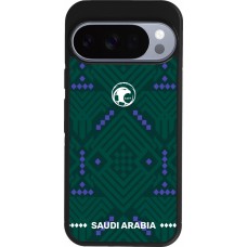 Coque Google Pixel 10 / Pixel 10 Pro - Silicone rigide noir Maillot de football Arabie saoudite 2026 personnalisable