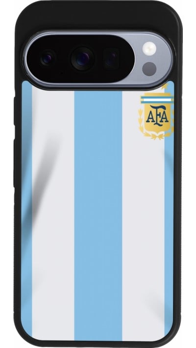 Coque Google Pixel 10 / Pixel 10 Pro - Silicone rigide noir Maillot de football Argentine 2022 personnalisable