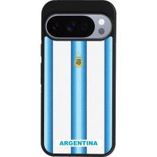 Coque Google Pixel 10 / Pixel 10 Pro - Silicone rigide noir Maillot de football Argentine 2026 personnalisable