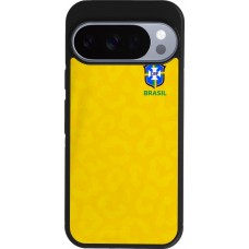 Coque Google Pixel 10 / Pixel 10 Pro - Silicone rigide noir Maillot de football Brésil 2022 personnalisable