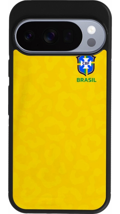 Coque Google Pixel 10 / Pixel 10 Pro - Silicone rigide noir Maillot de football Brésil 2022 personnalisable