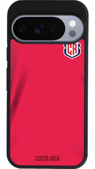 Coque Google Pixel 10 / Pixel 10 Pro - Silicone rigide noir Maillot de football Costa Rica 2022 personnalisable