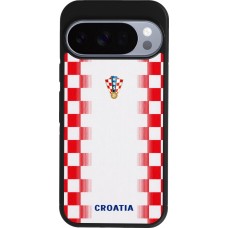 Coque Google Pixel 10 / Pixel 10 Pro - Silicone rigide noir Maillot de football Croatie 2026 personnalisable