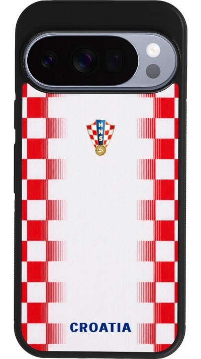 Google Pixel 10 / Pixel 10 Pro Case Hülle - Silikon schwarz Kroatien 2026 personalisierbares Fussballtrikot