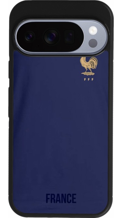 Coque Google Pixel 10 / Pixel 10 Pro - Silicone rigide noir Maillot de football France 2022 personnalisable