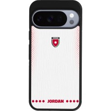 Coque Google Pixel 10 / Pixel 10 Pro - Silicone rigide noir Maillot de football Jordanie 2026 personnalisable