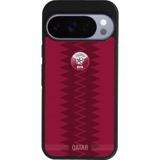 Coque Google Pixel 10 / Pixel 10 Pro - Silicone rigide noir Maillot de football Qatar 2026 personnalisable