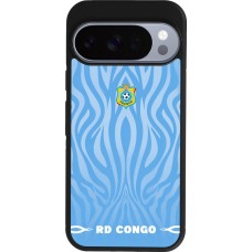 Coque Google Pixel 10 / Pixel 10 Pro - Silicone rigide noir Maillot de football RD Congo 2026 personnalisable