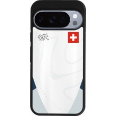 Coque Google Pixel 10 / Pixel 10 Pro - Silicone rigide noir Maillot de football Suisse Extérieur personnalisable