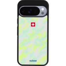 Coque Google Pixel 10 / Pixel 10 Pro - Silicone rigide noir Maillot de football Suisse Away 2026 personnalisable