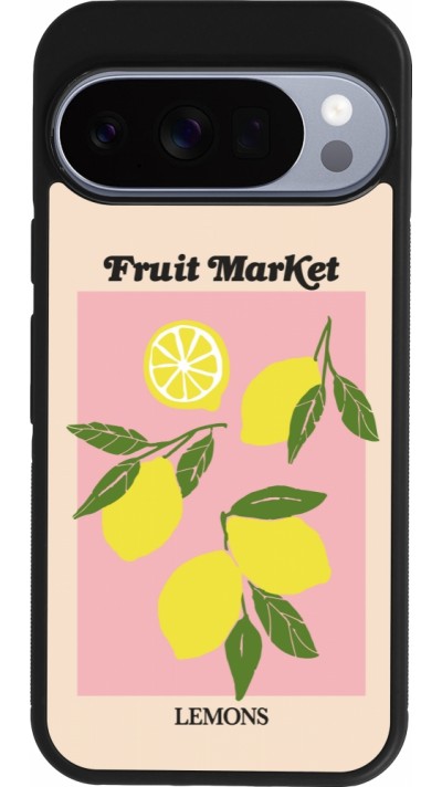 Google Pixel 10 / Pixel 10 Pro Case Hülle - Silikon schwarz Fruit market lemons 2026