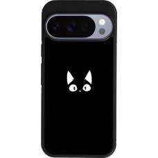 Coque Google Pixel 10 / Pixel 10 Pro - Silicone rigide noir Funny cat on black