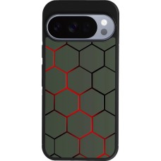 Coque Google Pixel 10 / Pixel 10 Pro - Silicone rigide noir Geometric Line red