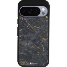Coque Google Pixel 10 / Pixel 10 Pro - Silicone rigide noir Grey Gold Marble