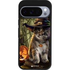 Coque Google Pixel 10 / Pixel 10 Pro - Silicone rigide noir Halloween 21 Witch cat