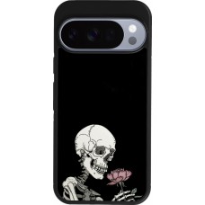 Coque Google Pixel 10 / Pixel 10 Pro - Silicone rigide noir Halloween 2023 rose and skeleton