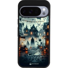 Google Pixel 10 / Pixel 10 Pro Case Hülle - Silikon schwarz Halloween Spukstadt