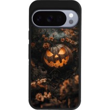 Google Pixel 10 / Pixel 10 Pro Case Hülle - Silikon schwarz Halloween 2025 Pumpkin with flowers